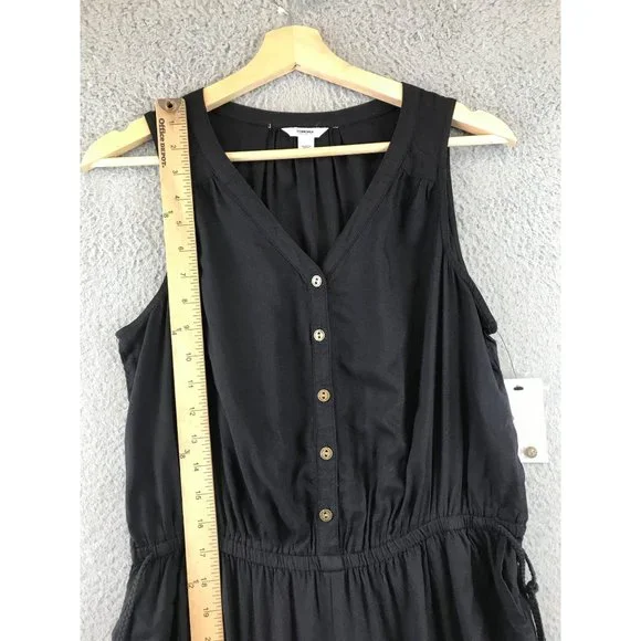 New Sonoma Solid Drawstring Waist Wide Leg Crop Pants Jumpsuit Small - Picture 5 of 8